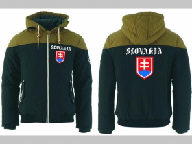  Slovakia zimná pánska bunda zateplená čierno-olivová s kapucňou